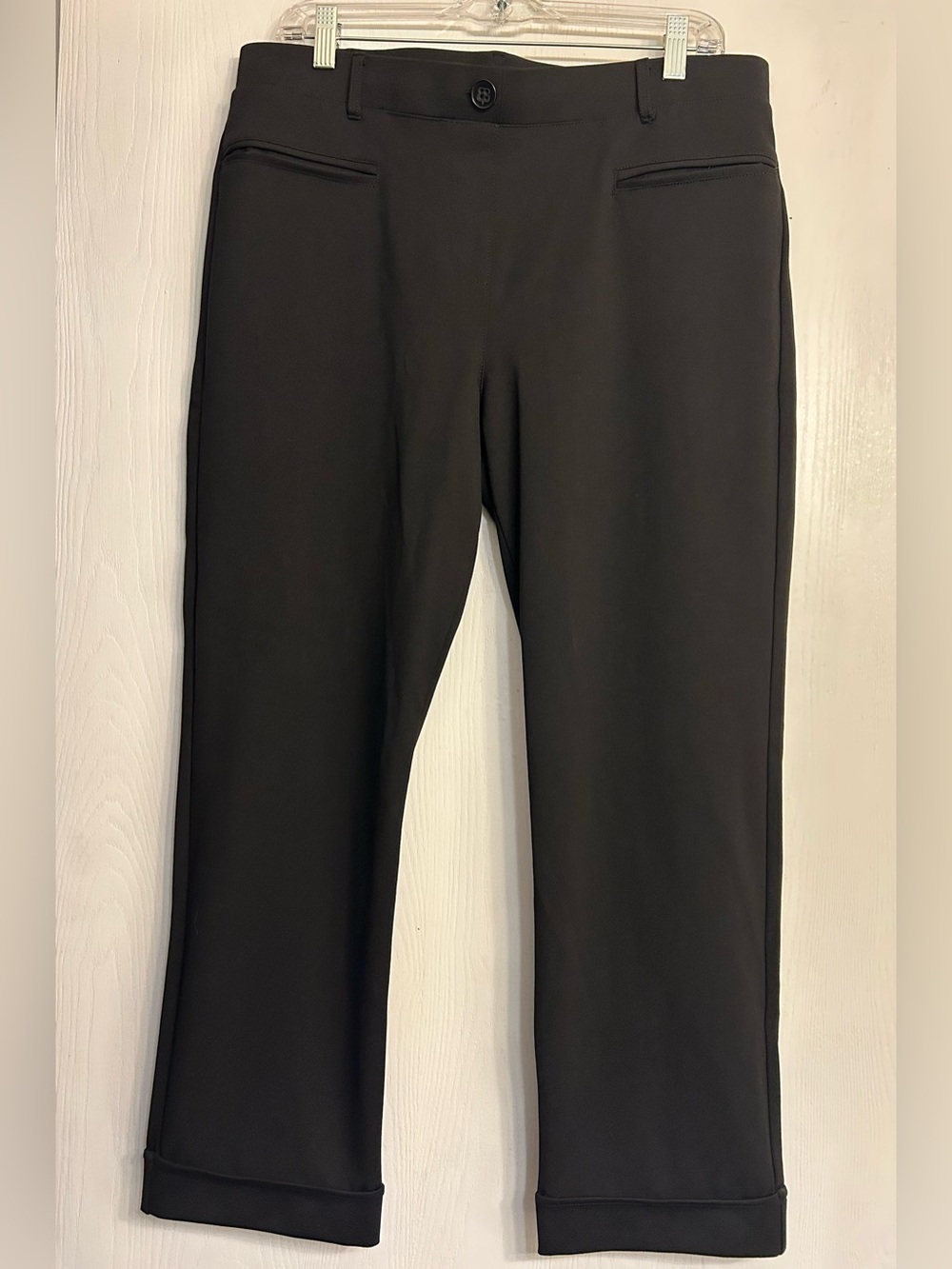 Betabrand Stretch Contemporary Sleek Cropped Black Ladies Pants Size XL.